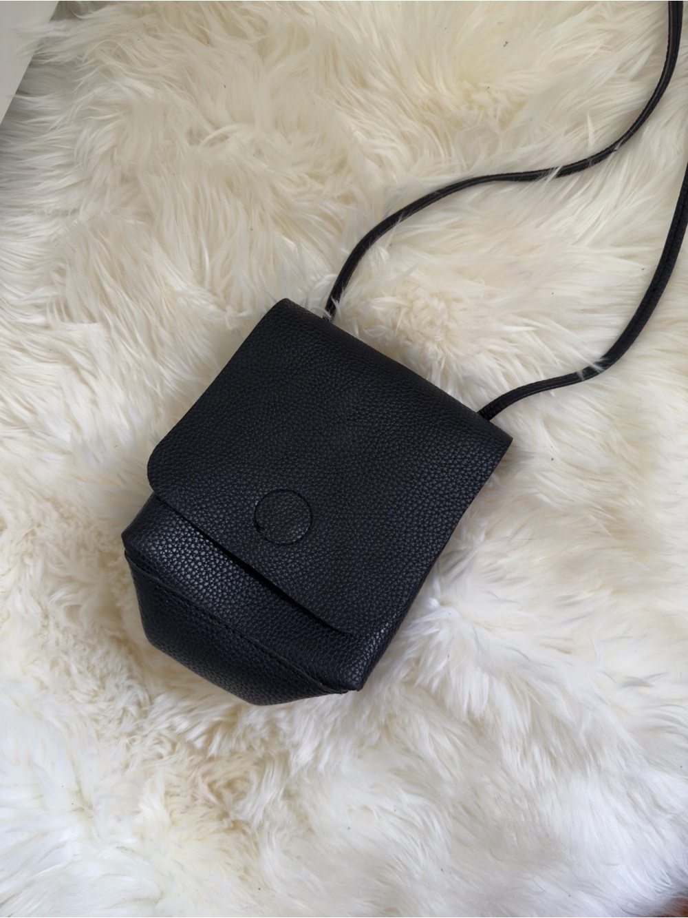 Black Leather Crossbody Bag - Minimalist Everyday Style